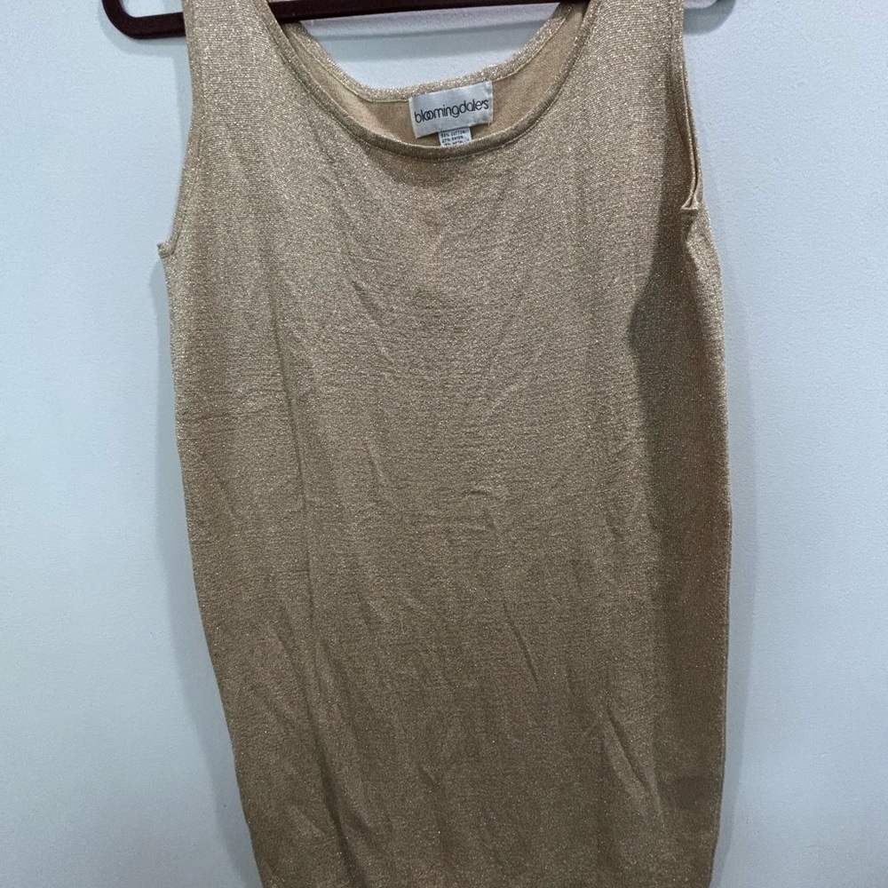 Bloomingdale's Metallic Gold Tank Dress